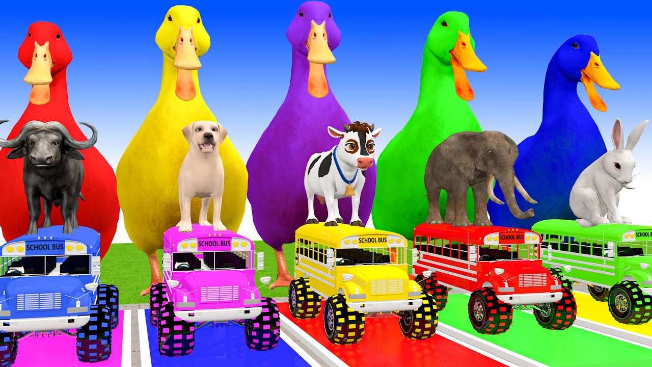 Long Slide Game With Cow Elephant Gorilla Hippopotamus Tiger 3d Animal Game Funny 3d Animals