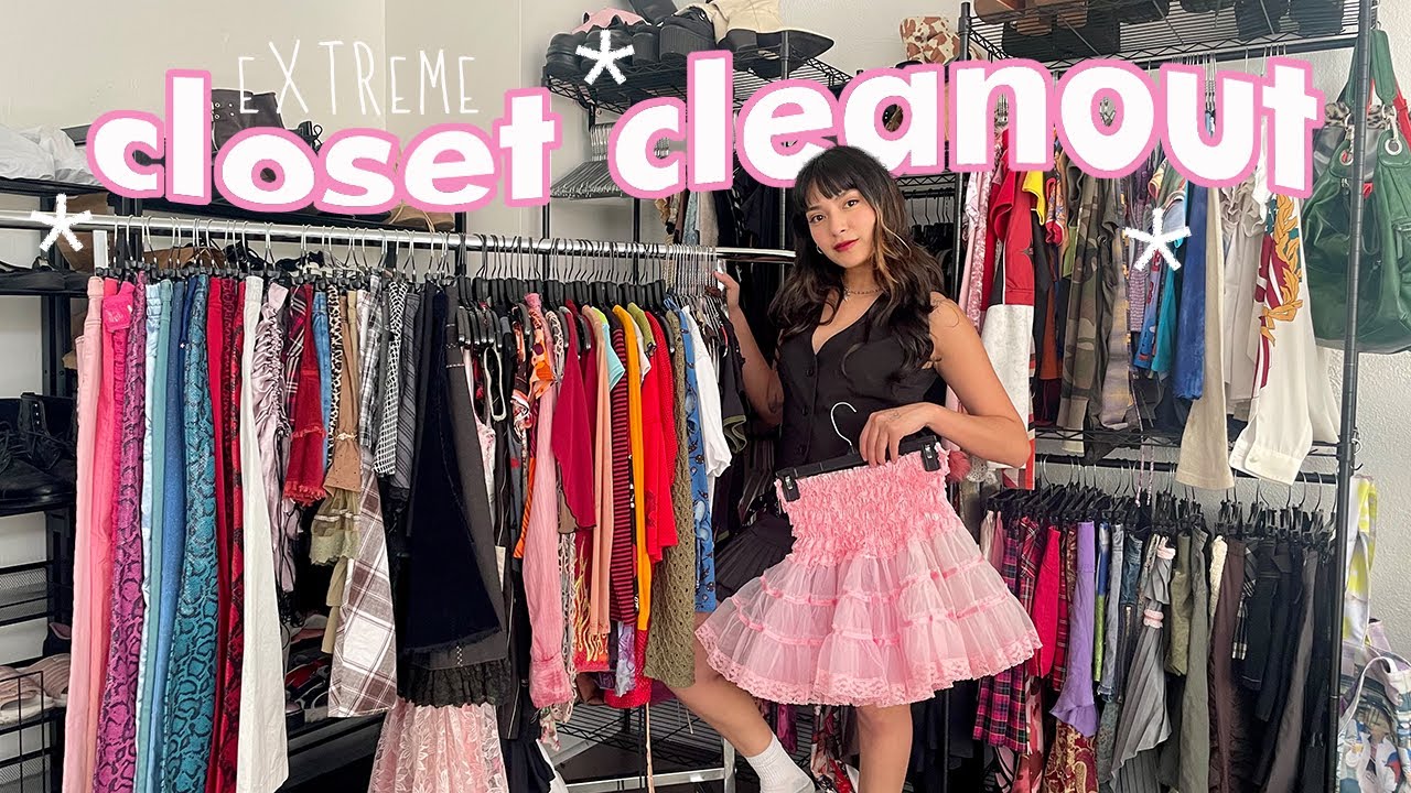 EXTREME CLOSET CLEANOUT // decluttering + purging SOOO many clothes!!! PART 1