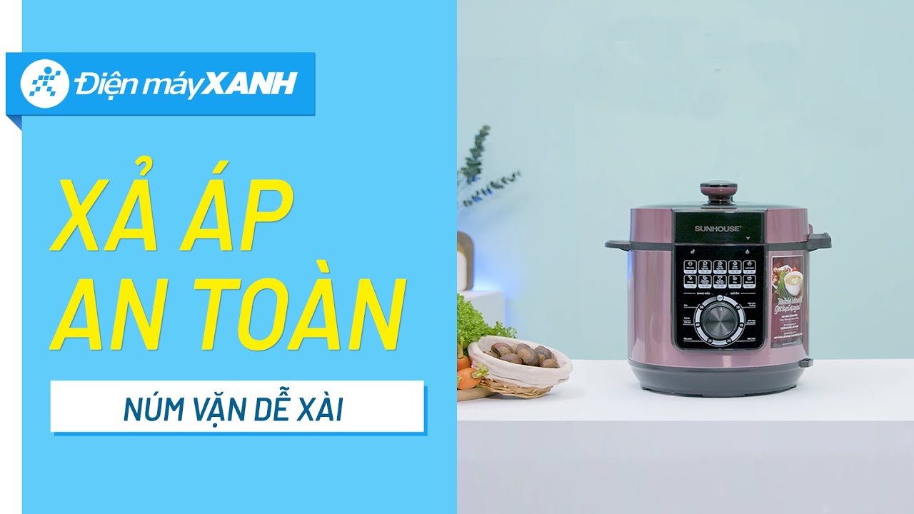 Nồi áp suất điện Sunhouse 6 lít: núm vặn dễ xài, nấu ăn nhanh (SHD1657) • Điện máy XANH