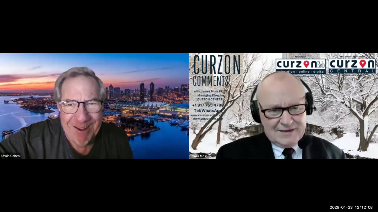 London & New York real estate market news;  James Moss of CURZON CENTRAL.COM   is our speaker