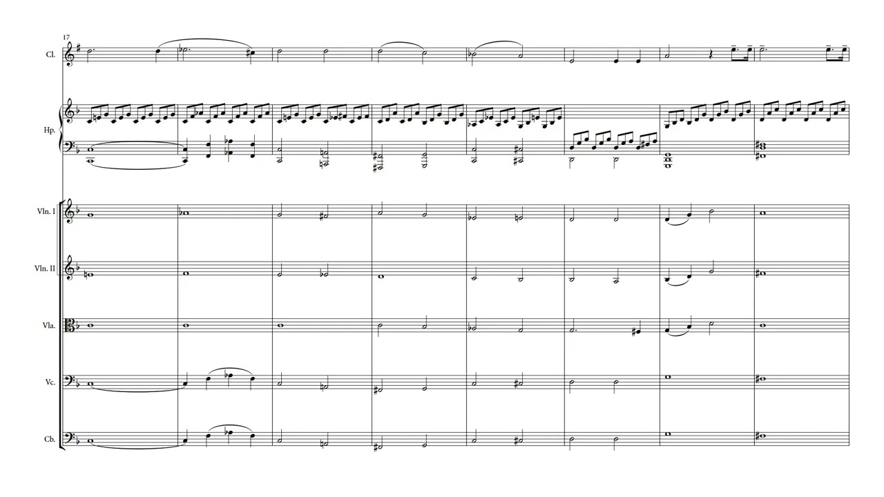 Moonlight Sonata - mvt 1 arranged for clarinet, harp and string orchestra