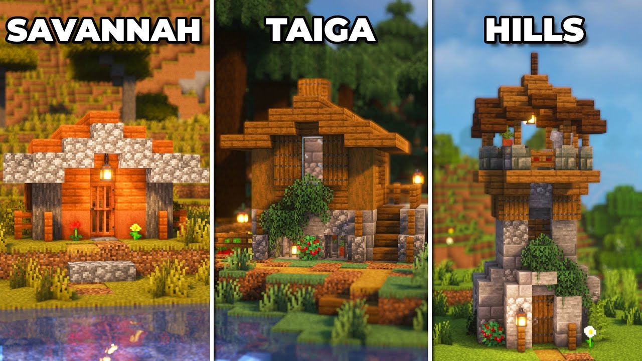 Minecraft: 3 Starter Houses in 3 Different Biomes