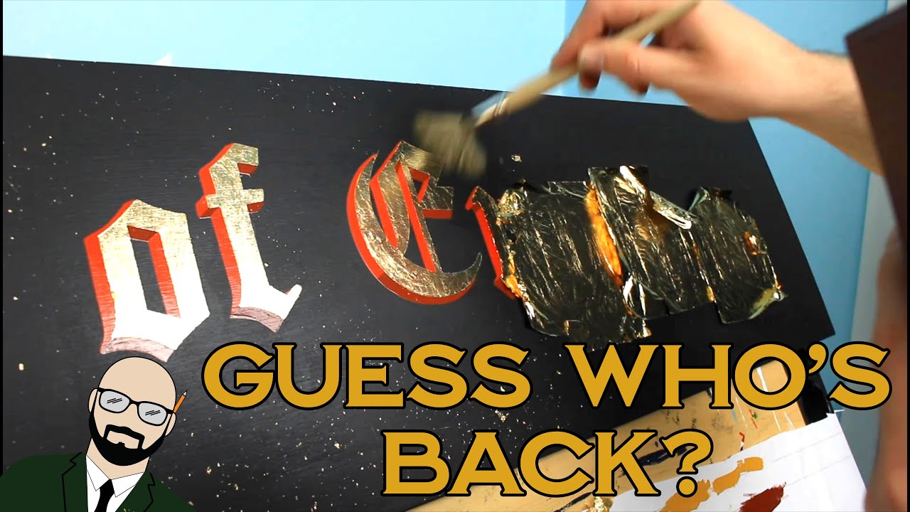 Sign Painting a traditional (imitation) gold leaf PUB SIGN with a blended shadow - hand lettering