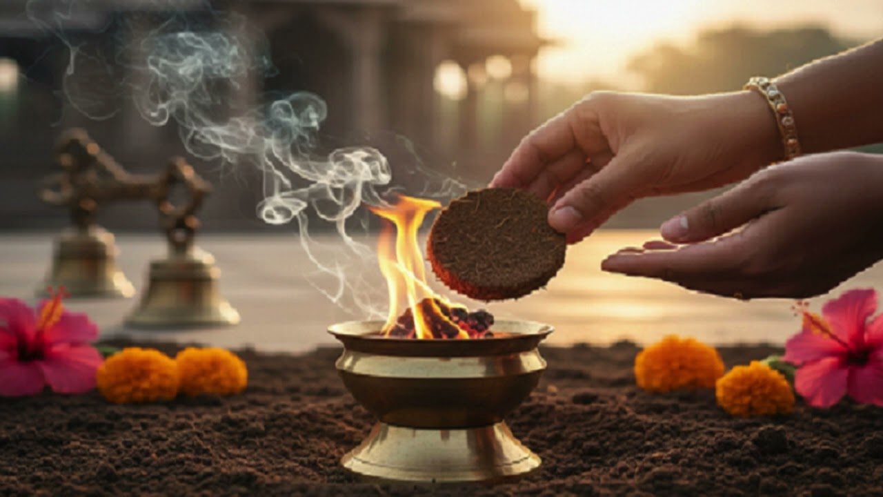 Ritualistic Uses of Cow Dung Cakes | Havan, Agnihotra  Temple Rituals | Traditional Indian Practices