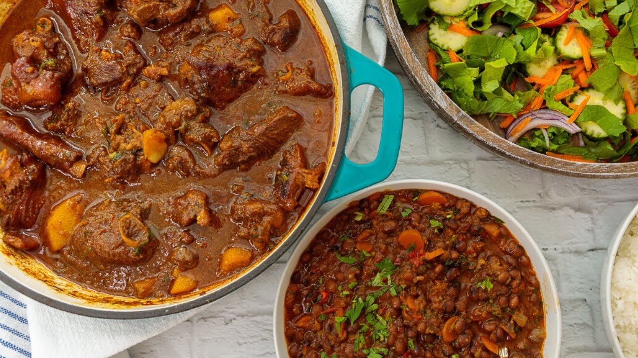 Curry Stew Turkey and Stewed Pigeon Peas (Vegan)
