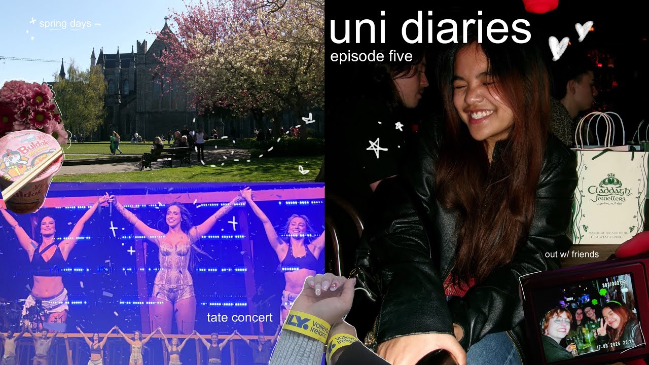 uni diaries🪷: spring days, out w/ friends, tate mcrae concert, volleyball game, views & eats
