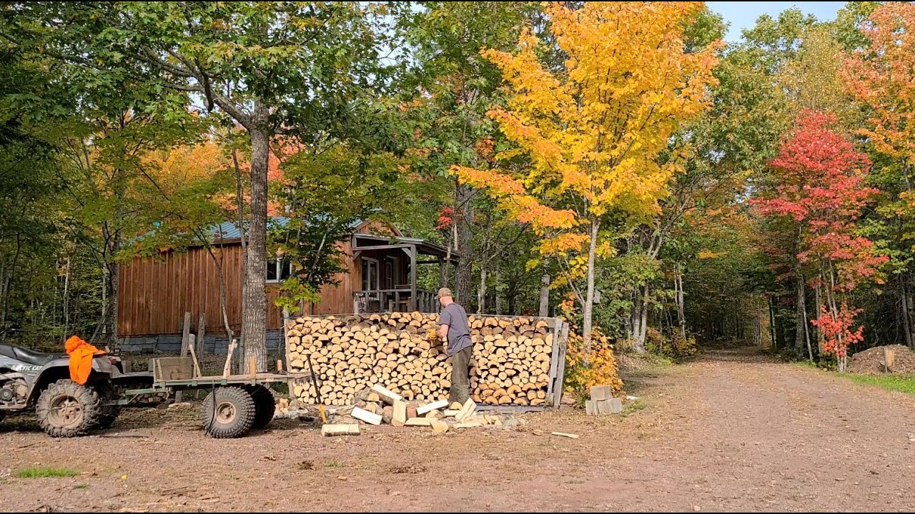 Beautiful fall day at the Cabin - Final firewood done