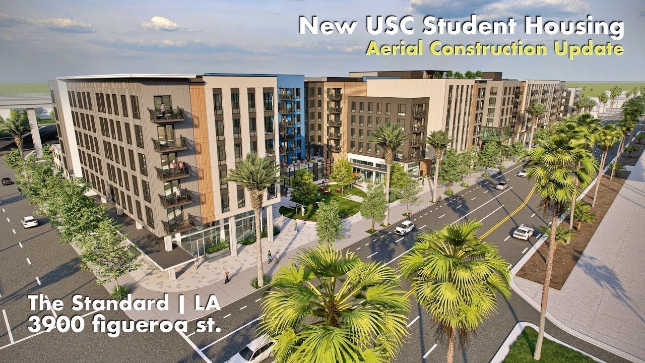USC New Student Housing Next to LA Coliseum Aerial Construction Update
