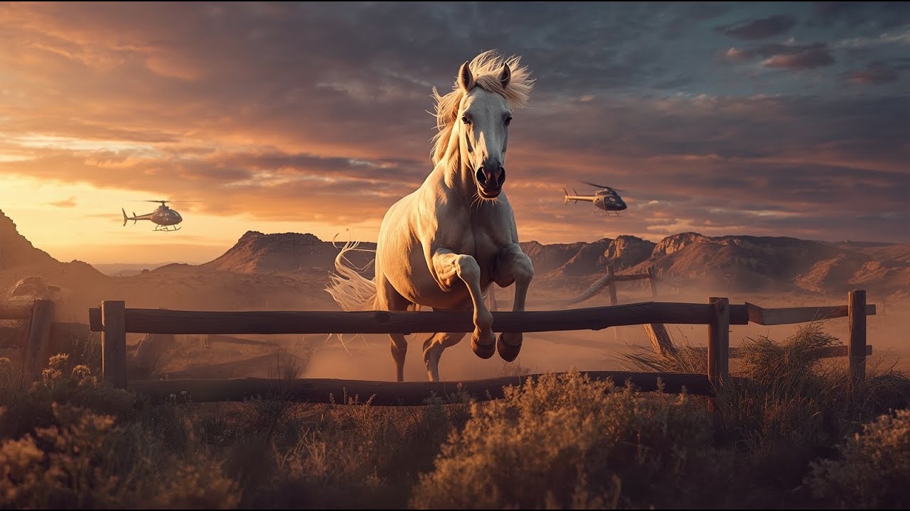 EPIC Escape: Wild Mustang Defies Helicopters with Insane 8FT Jump!