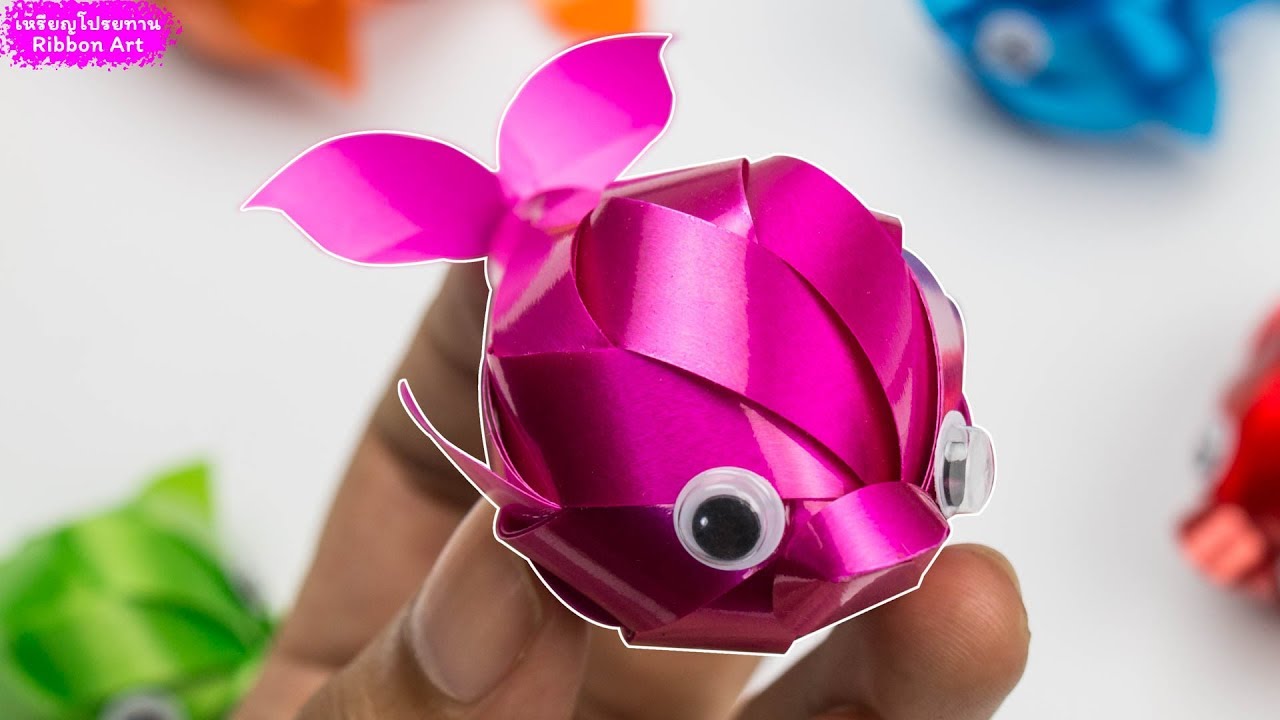 DIY ribbon Whale - How to Make ribbon Whale | Easy ribbon Whale | วิธีพับเหรียญโปรยทานปลาวาฬ
