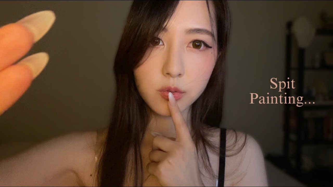 ASMR I'll spit out your negative energy and comfort you with my saliva👅 (spit painting)