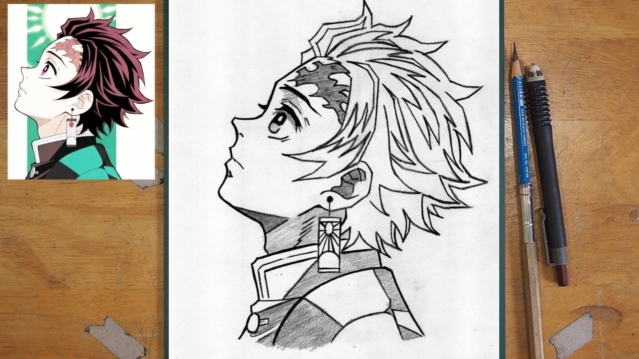 Tanjiro Kamado Pencil Sketch | Easy Step by Step Anime Drawing Tutorial