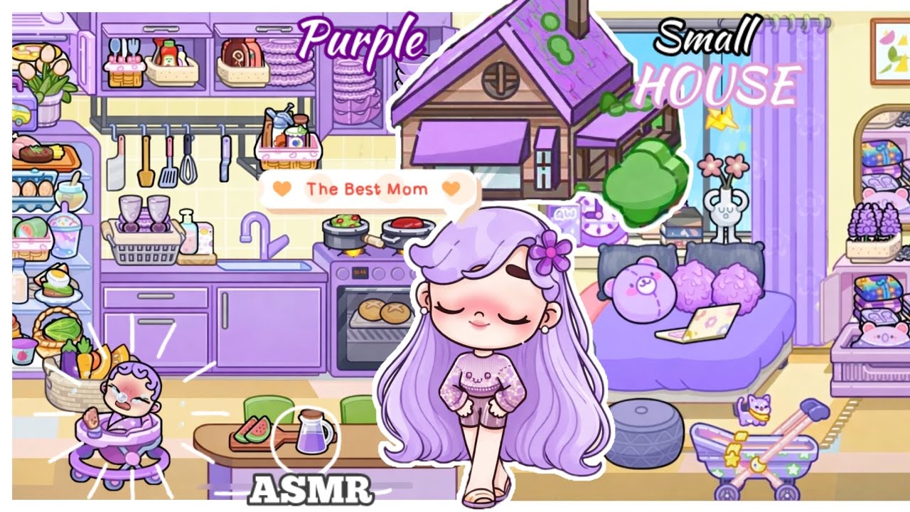 FREE PURPLE SMALL HOUSE/ ASMR/ AVATAR WORLD/ HOUSE BUILT