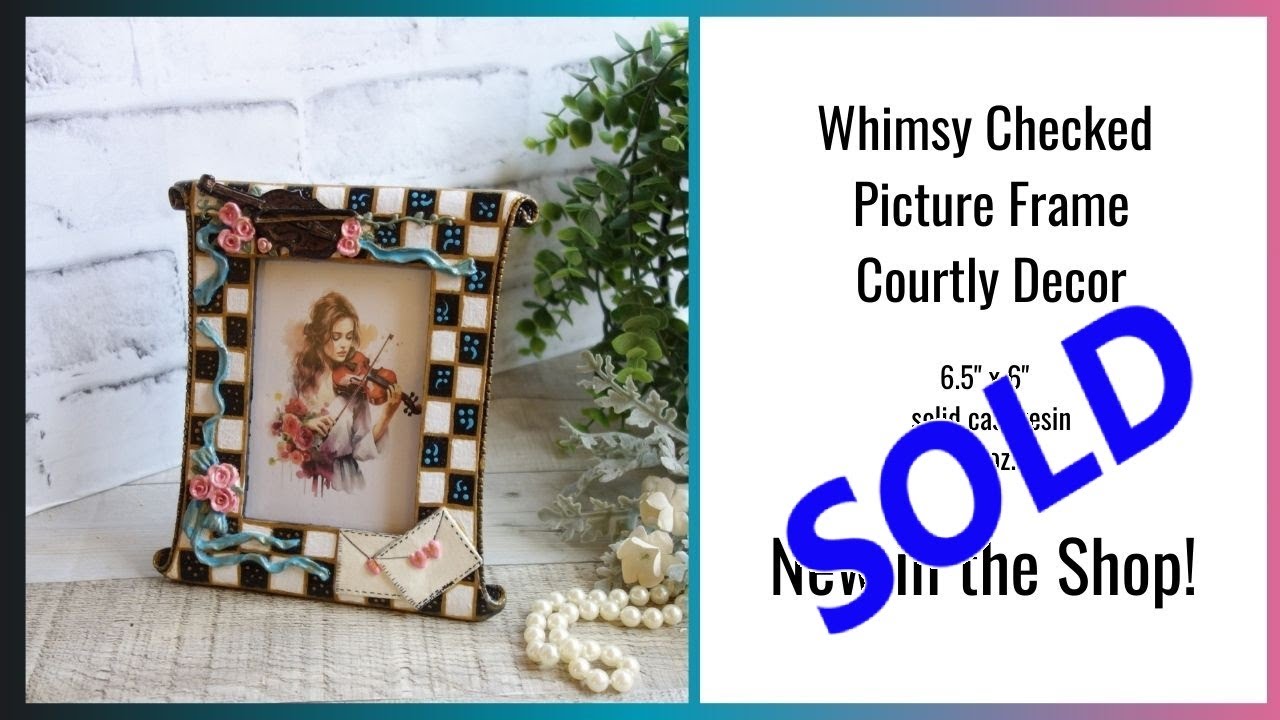 Courtly Picture Frame Checked Picture Frame Whimsical Check Décor Hand Painted Whimsy Décor