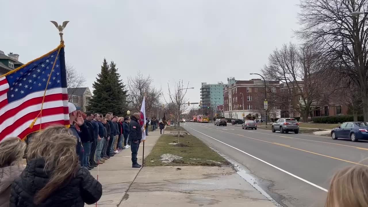 Procession for a fallen firefighter