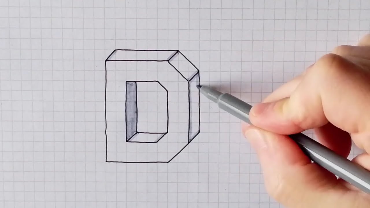 Zeichne Buchstaben in 3D - Buchstabe D