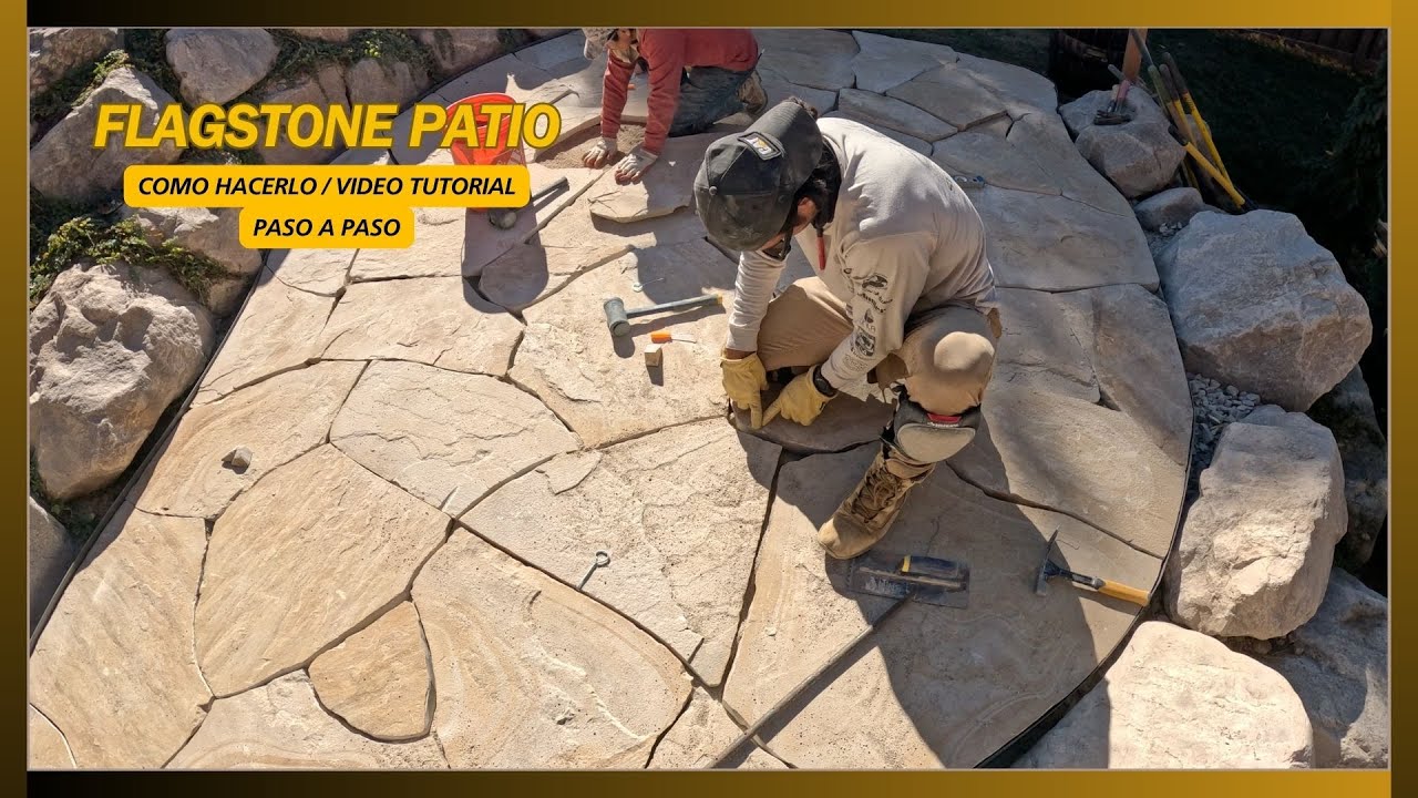 como hacer patio de piedra plana natural / instalacion  / flagstone