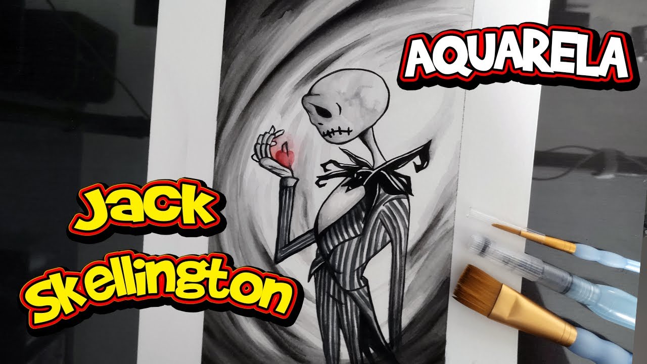 Desenhando Jack Skellington com Aquarela #aquarela #jackskellington