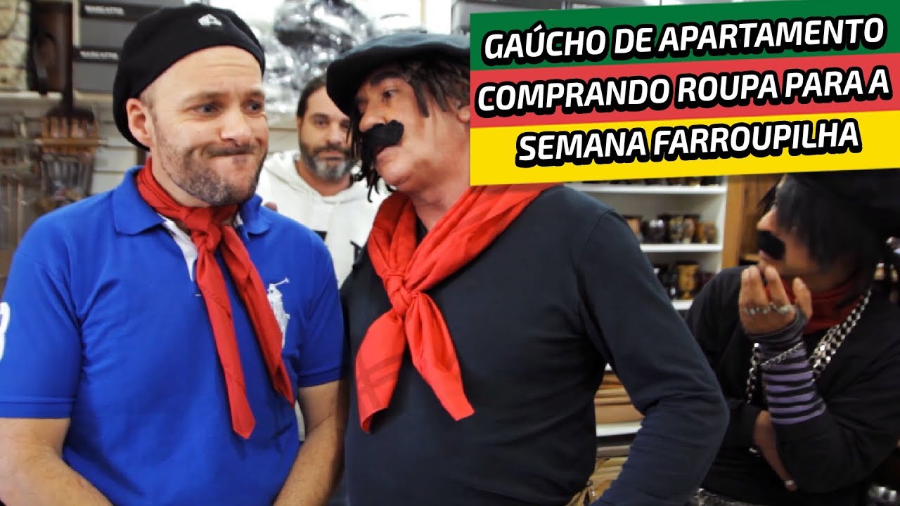 Gaúcho de Apartamento (Setembrino) comprando roupa para a Semana Farroupilha