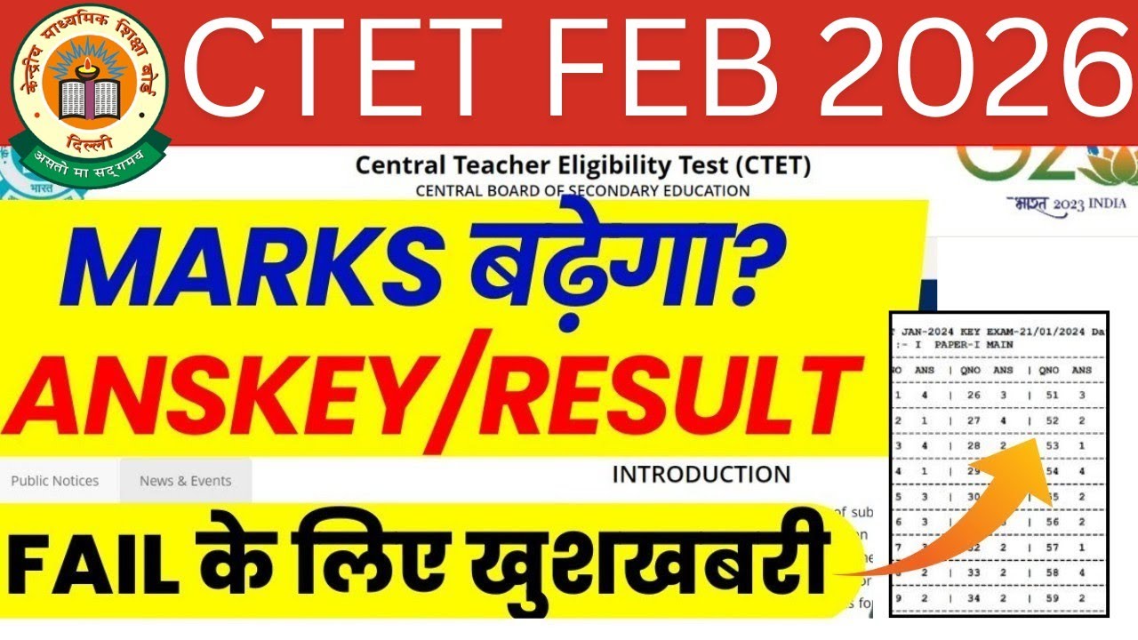 CTET Answer key 2026 Kab Aayega | CTET feb 2026 Answer key | Result Date | CTET bonus marks