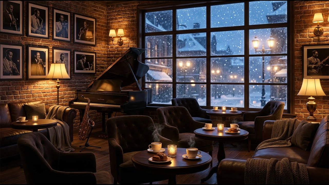 ❄️☕ Snowy Night Jazz Café | Cozy Piano & Smooth Jazz for Relaxing Nights