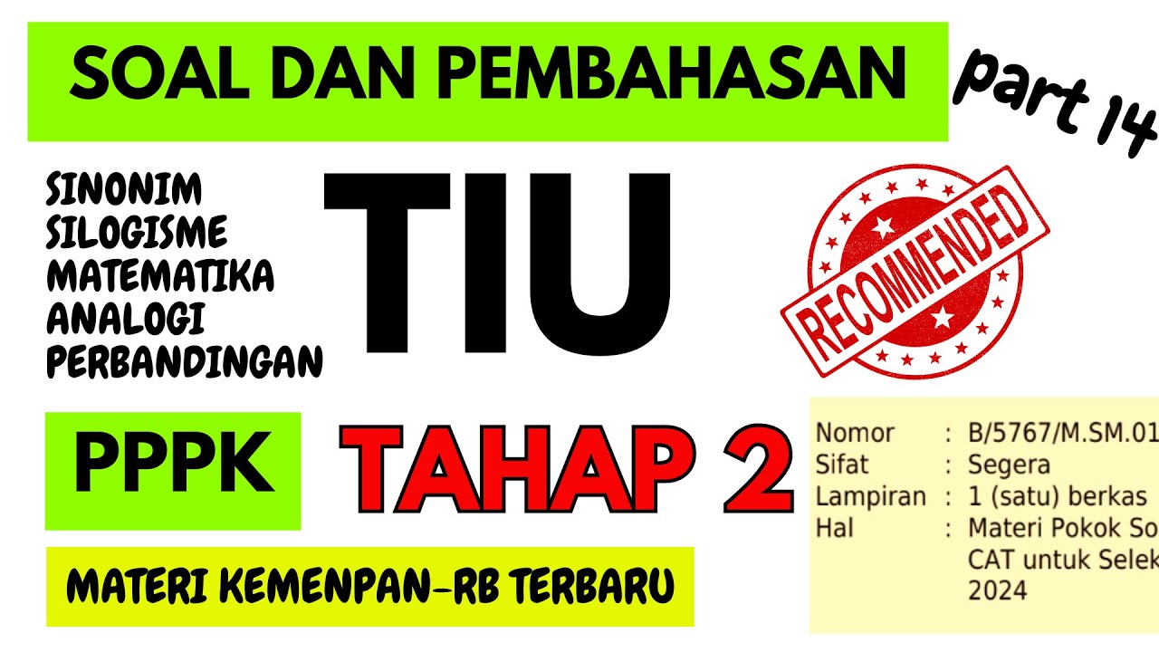 TERBARU ‼️ TES TIU (TES INTELEGENSIA UMUM) PPPK TAHAP 2 PPPK 2024 P3K - CONTOH SOAL PEMBAHASAN