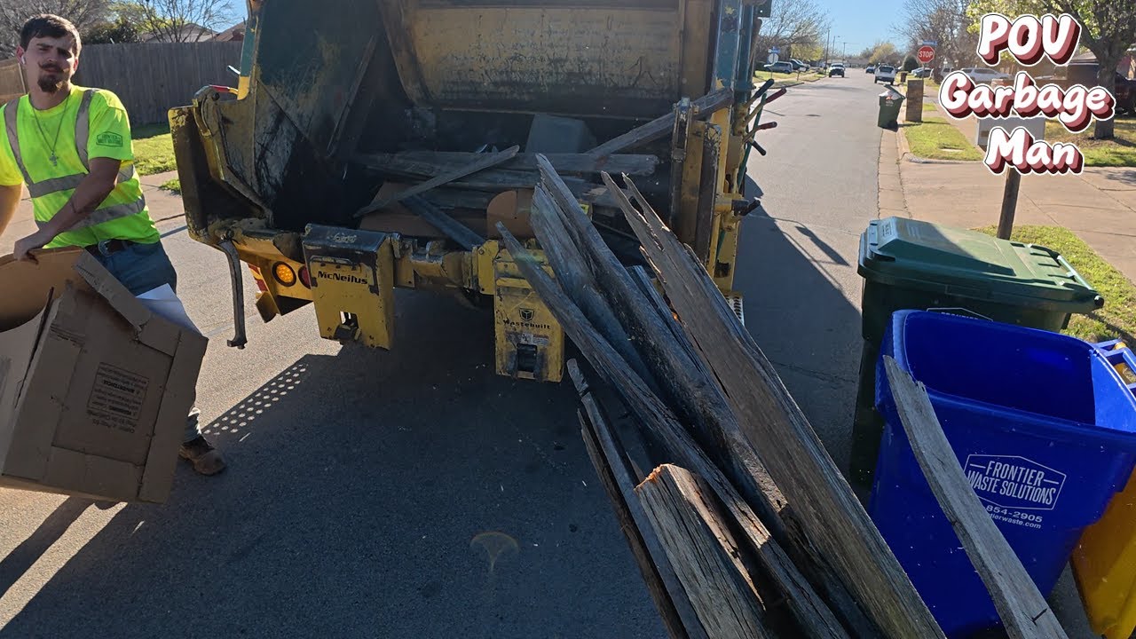 Bulk Waste Cleanup: Rear-Loader Garbage Truck - The Garbage Man POV | 4K Full HD