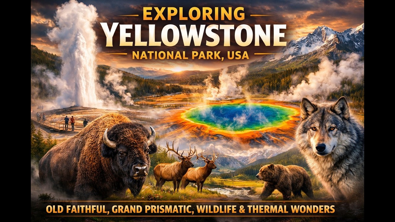 Exploring Yellowstone National Park, USA – Old Faithful, Grand Prismatic, Wildlife Valleys, and Ther