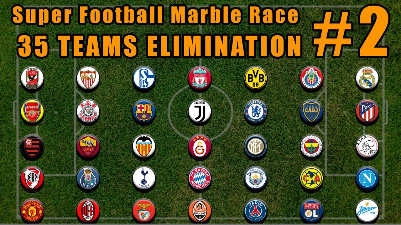 Super Football Elimination Marble Race 2 in Algodoo / Marble Race King