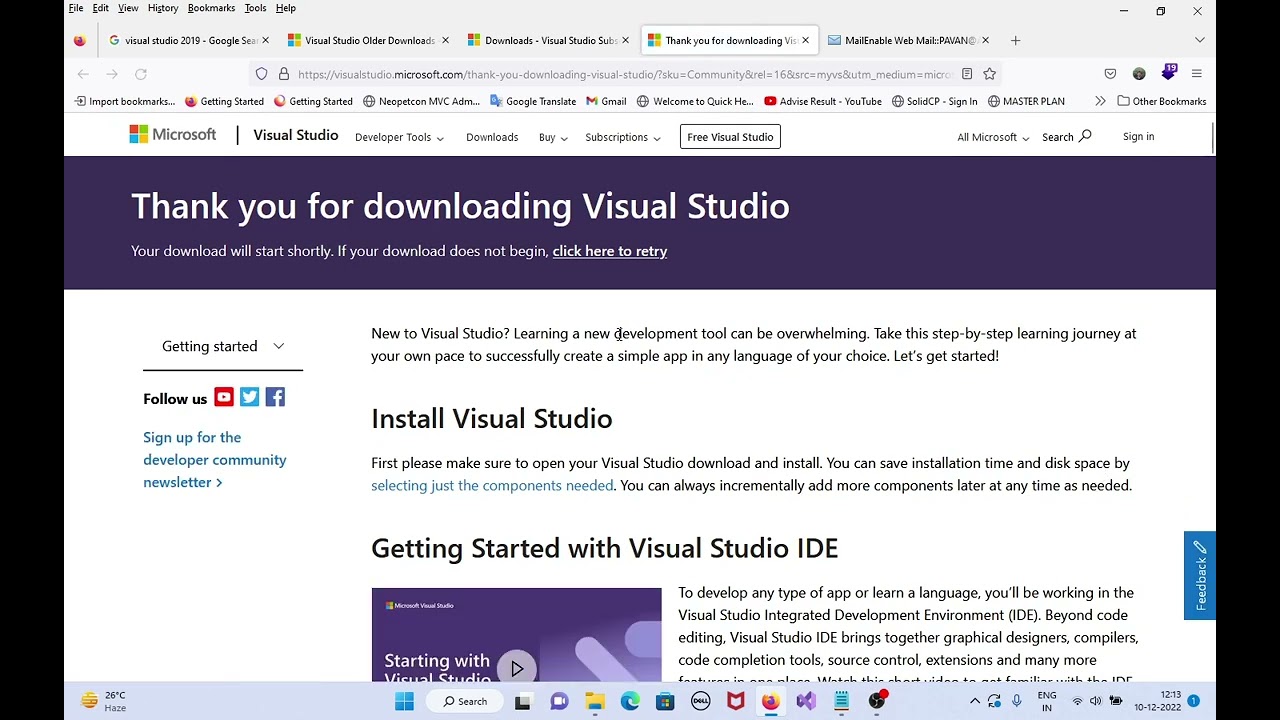 Visual Studio 2019 Community Edition Installation