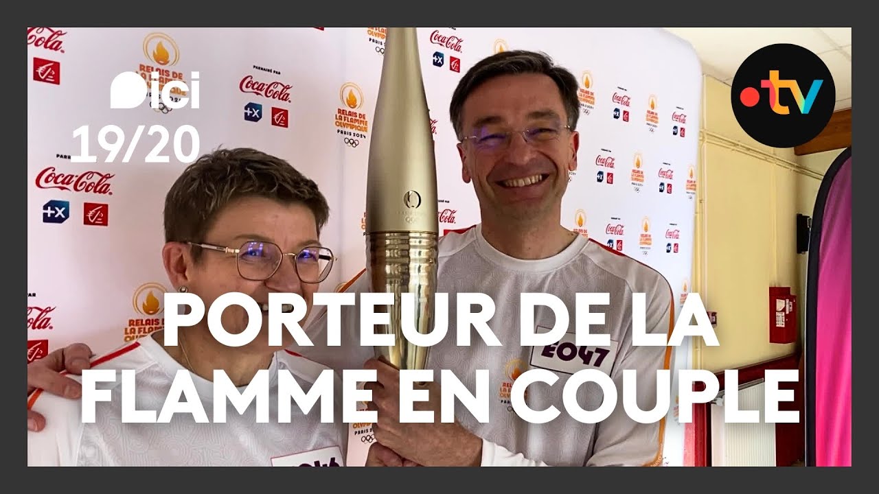 Porteurs de la flamme olympique en amoureux