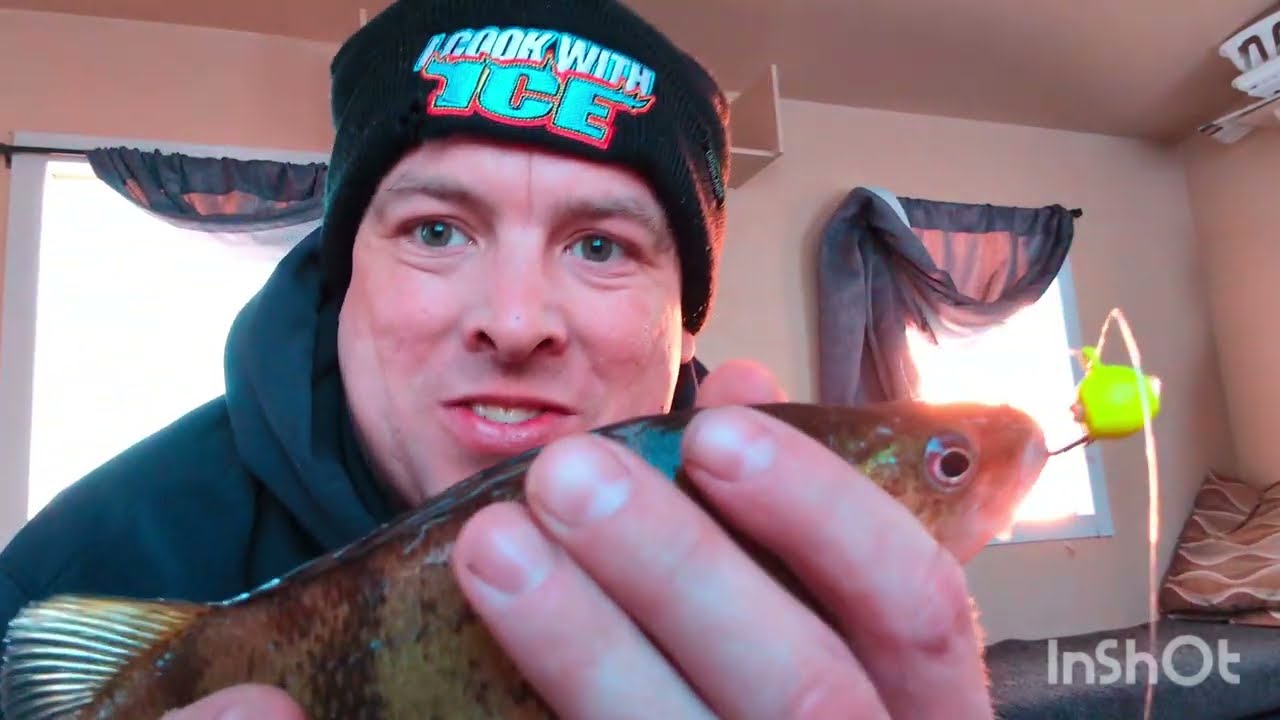 Ice Fishing Lake Nipissing for Perch and Walleye on a Beautiful Day 