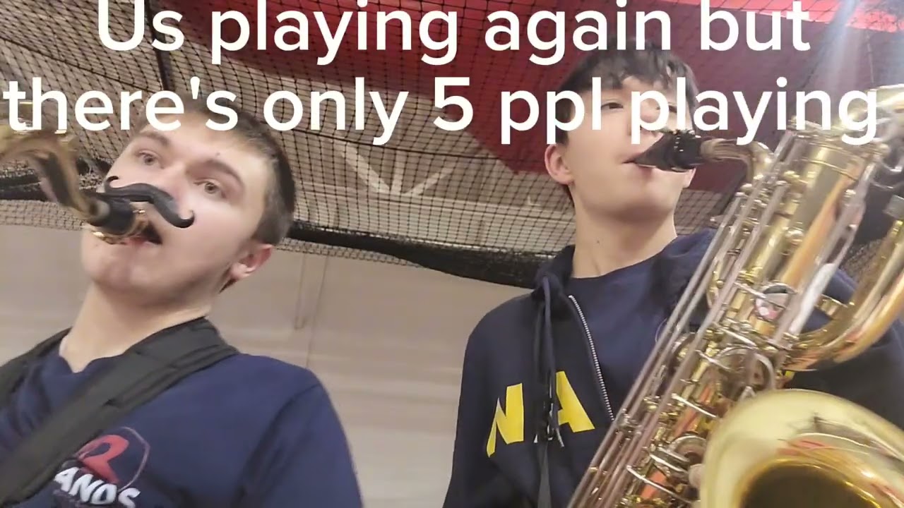 2 low saxes replace the entire low brass for our fight song (read desc.)