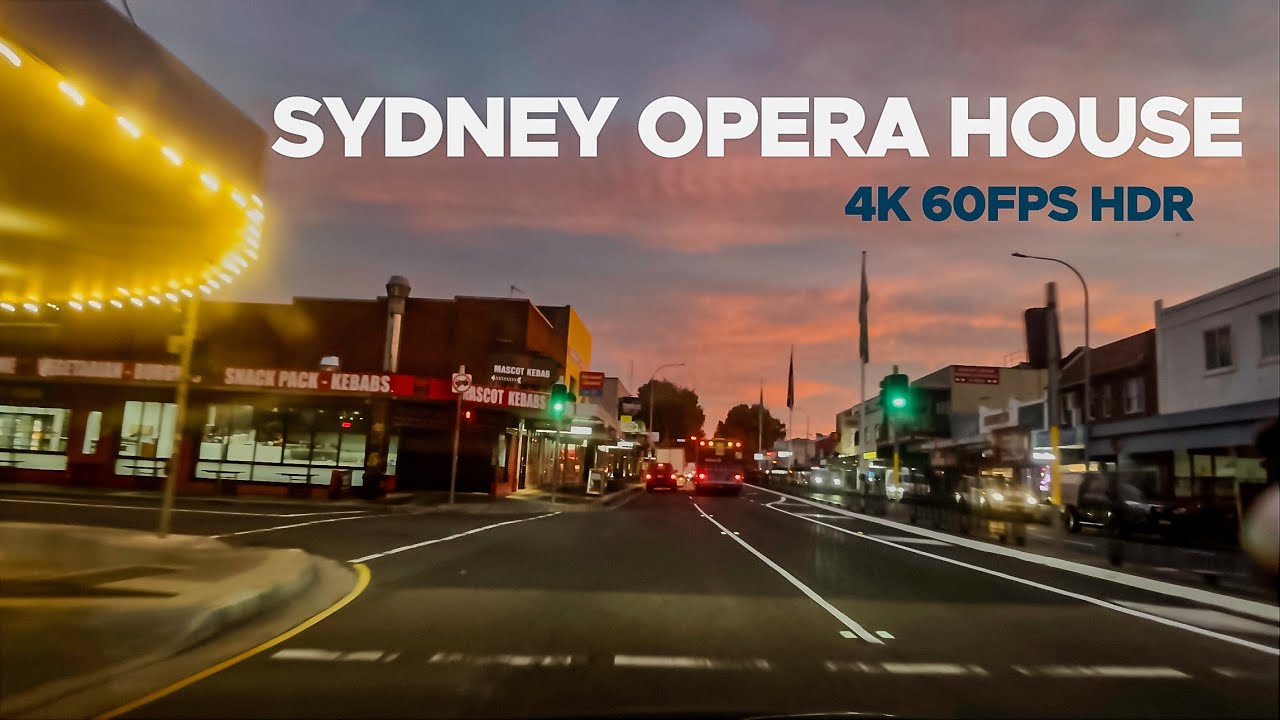 Moonlight Sydney Drive: Mascot to Opera House via Pitt St & Hyde Park | 4K HDR 60FPS 