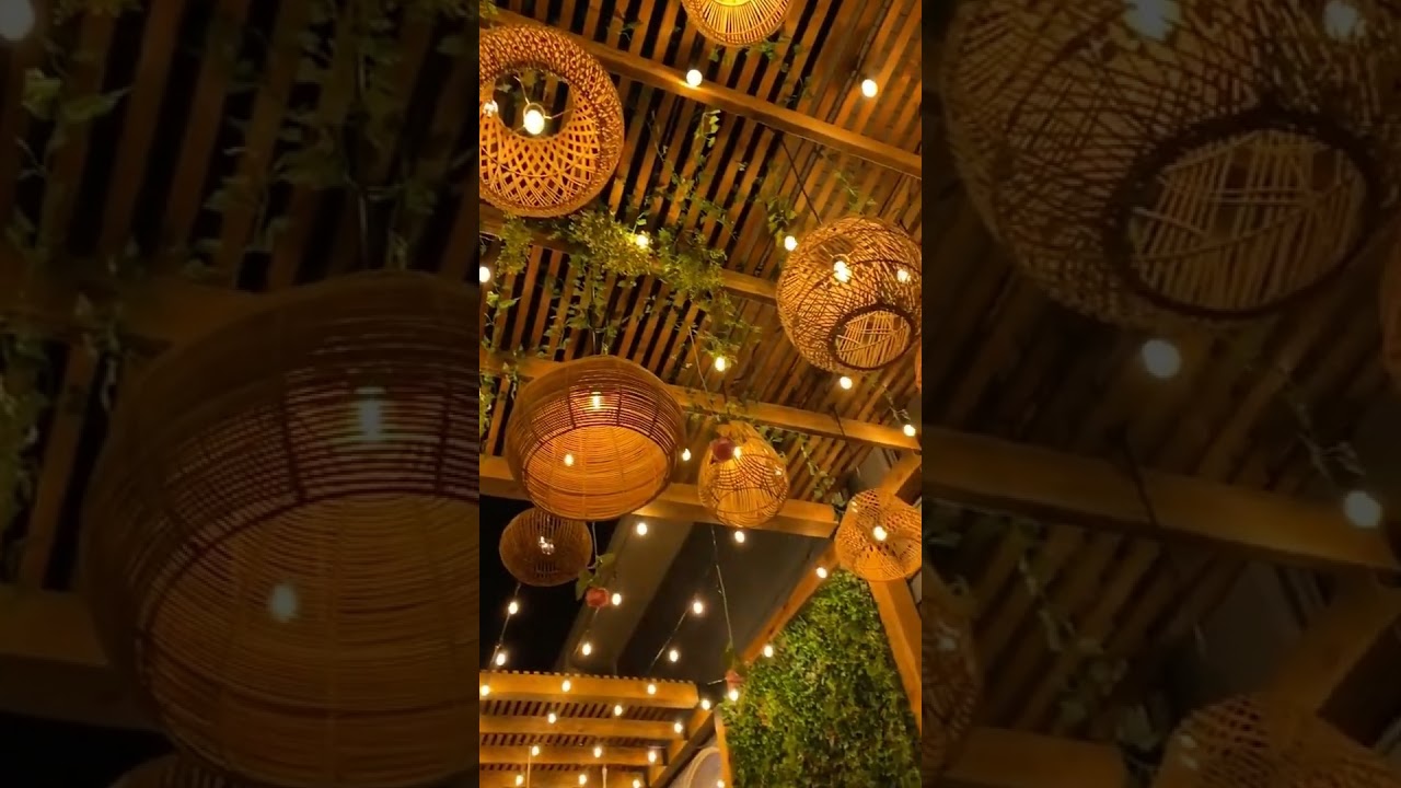 Bamboo Lampshade Kitchen, Three Light Pendant #shorts