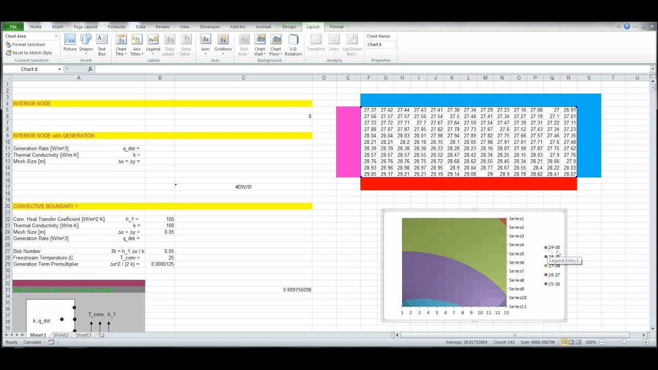 Теплопередача L13 p3 — Excel Solver — Сложные граничные условия