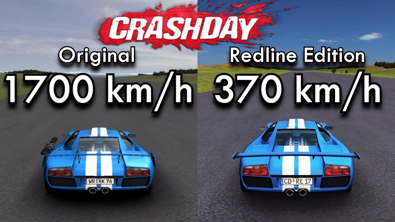Crashday - Top speed of all cars (Original vs. Redline Edition)