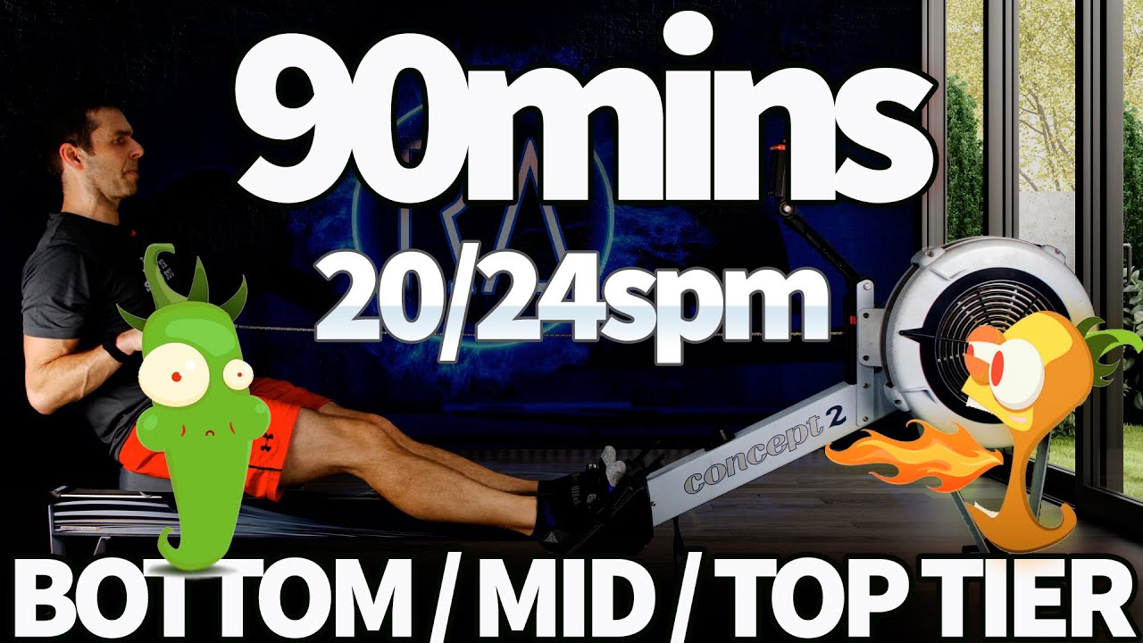 90 Minute Half Marathon Rowing Workout - Power Strokes Beat Boredom | RowAlong