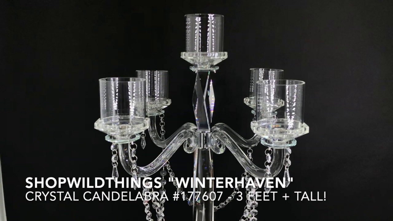 ShopWildThings 3 Foot Tall Crystal Candelabra Wedding Centerpiece