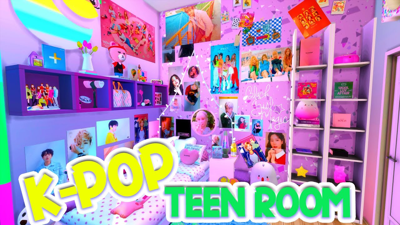 Kawaii K-Pop Teen Room💗DEEcorate CC Speed Build | The Sims 4