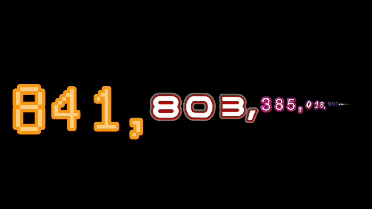 Numbers 0 to 1 quinvigintillion with sound effect