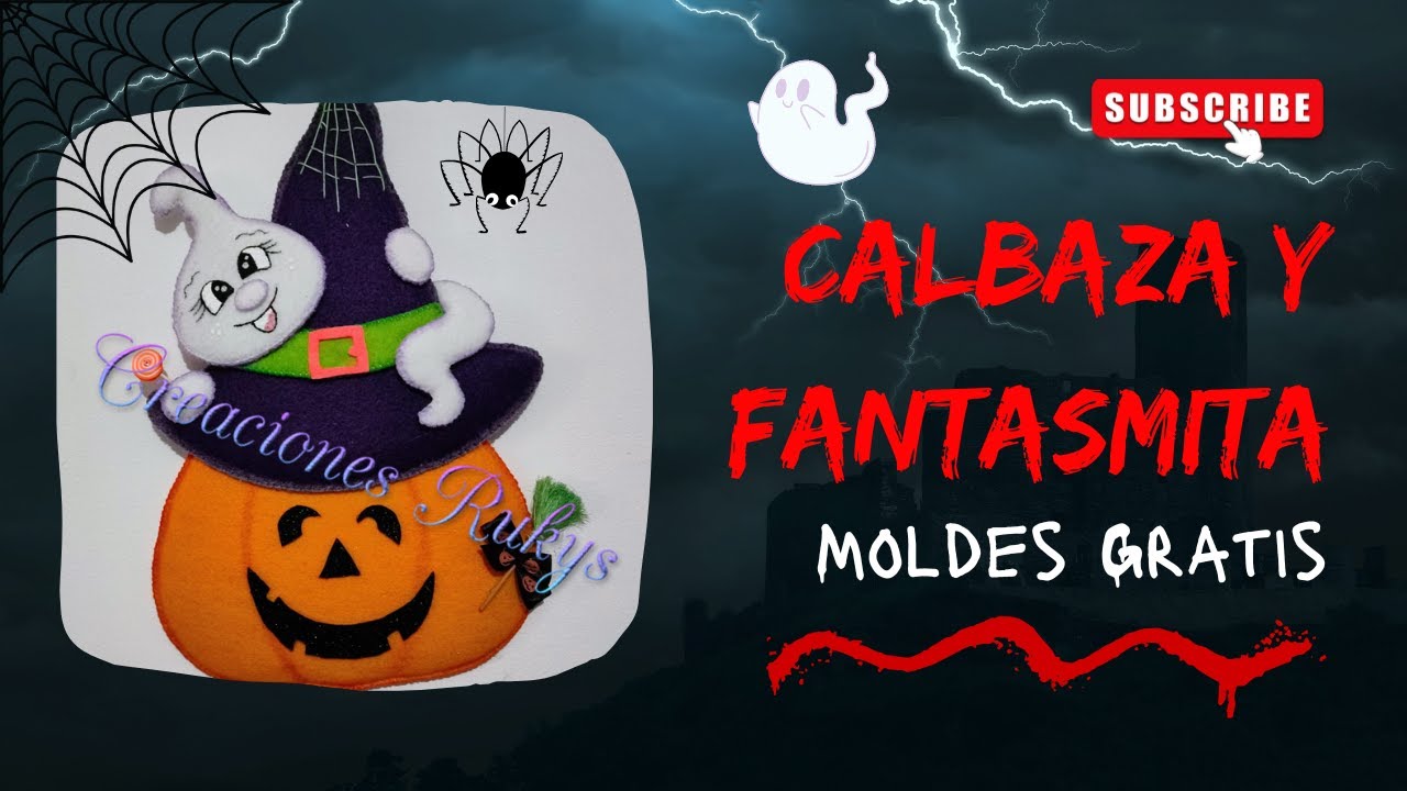 #Tutorial como hacer Calabaza con Fantasmita paso a paso - Moldes GRATIS