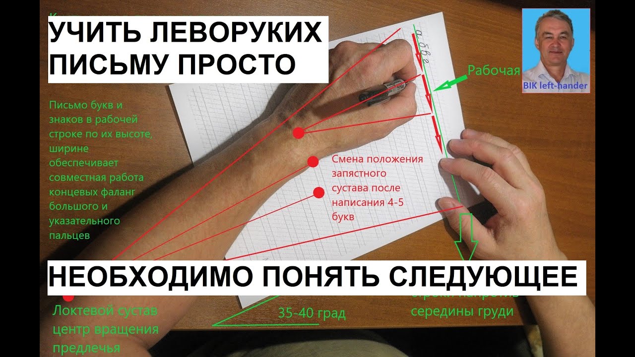 Курс обучения левши письму. Исходное положение и биомеханика письма. Занятие №2.