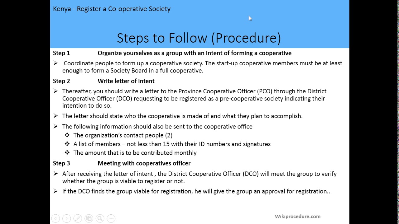 Kenya - Register a Co-operative Society - English