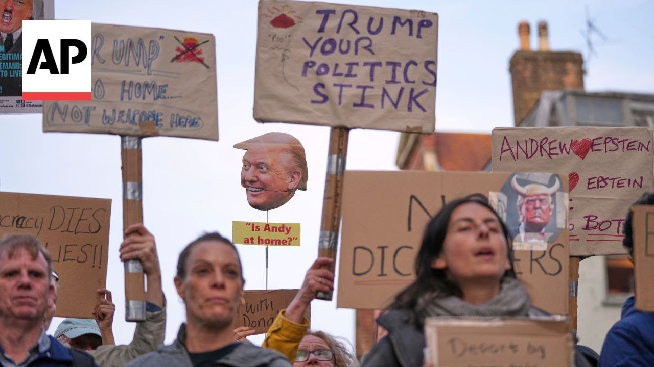 Protest outside Windsor Castle against Trump's UK state visit
