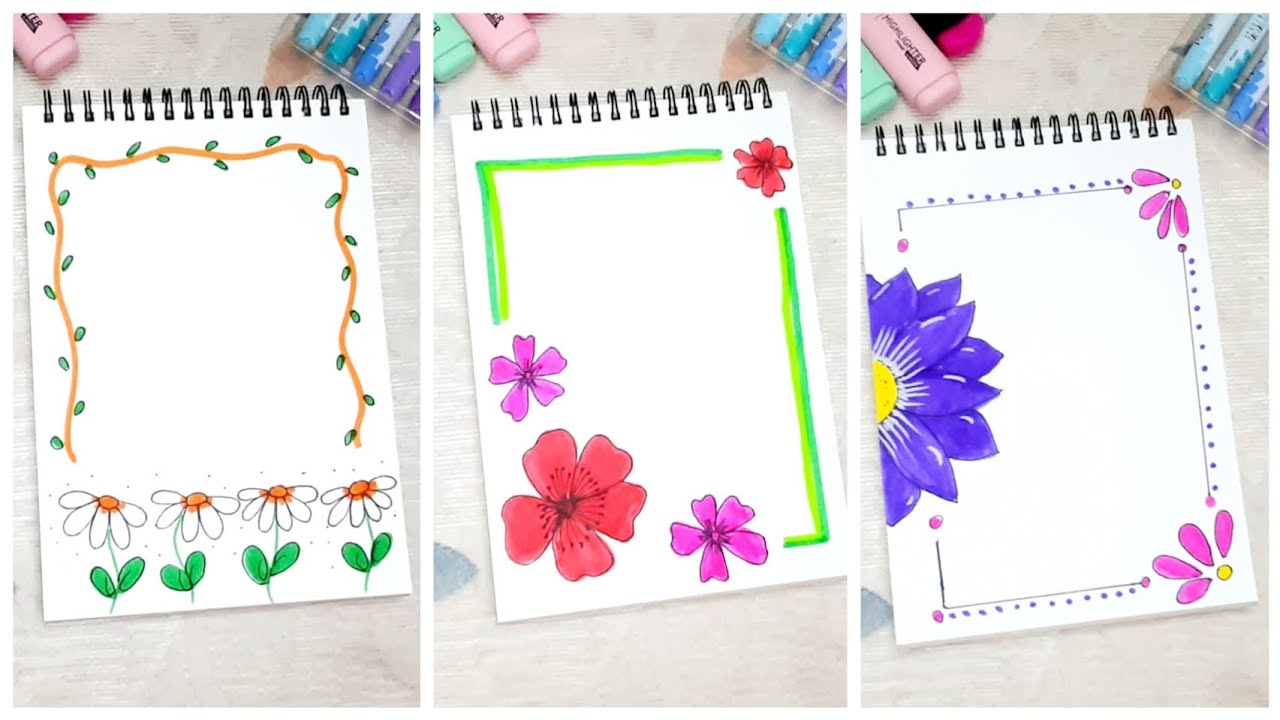 Easy Border Design | File Decoration Ideas | Front Page Design for School Projects