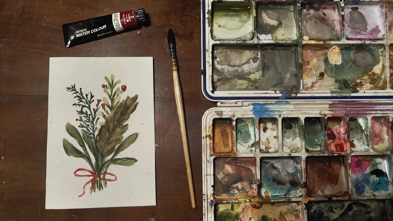 Easiest Tiny Watercolor Bouquet for Beginners 🌿 | Step-by-Step Tutorial