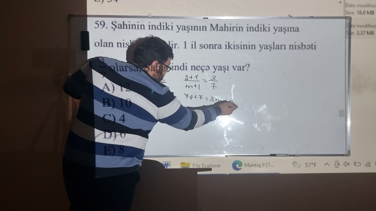 Nisbətlə həll olunan yaş məsələsi