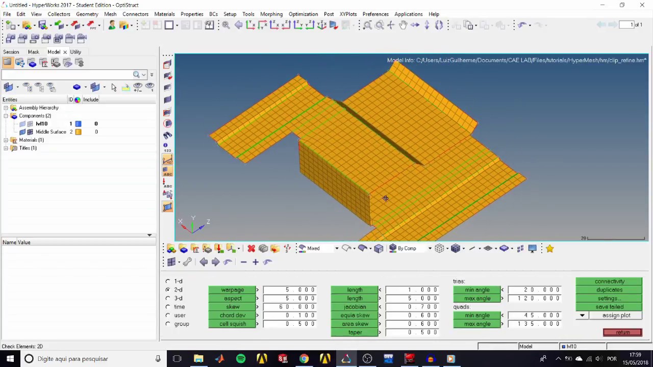 HyperMesh Tutorial HM-2030: Refining Topology to Achieve a Quality Mesh