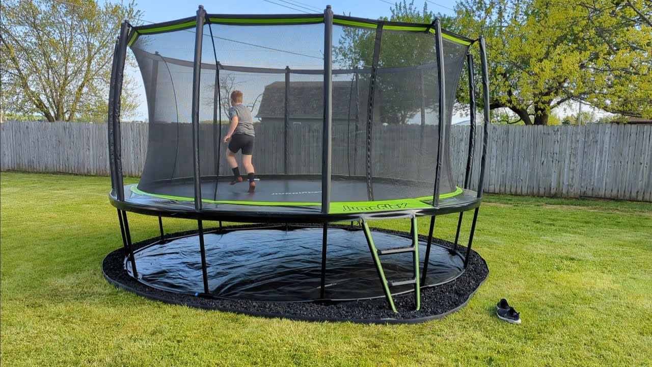 Tarp Under the Trampoline (Low Maintenance) Jumpflex Hero 15'